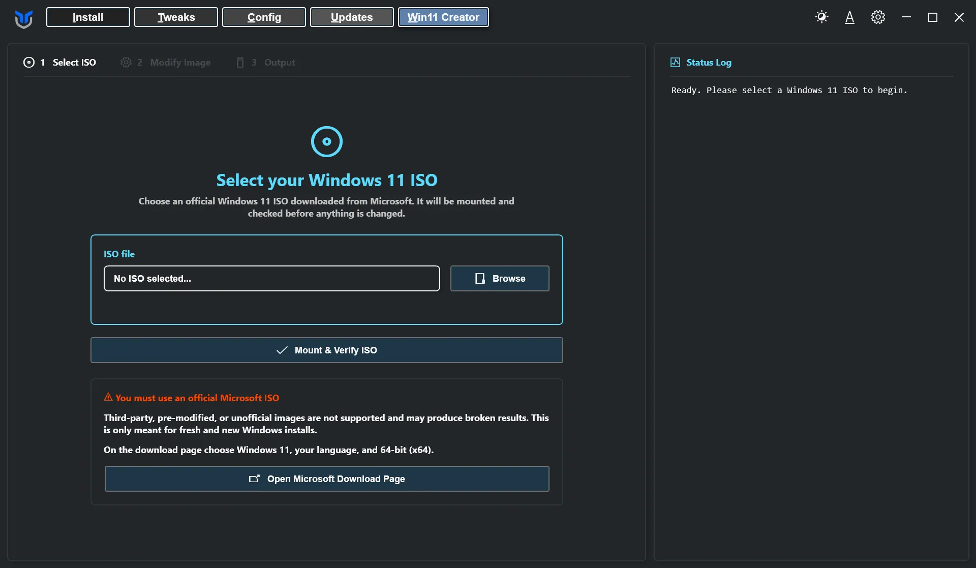 Win11 Creator tab in WinUtil
